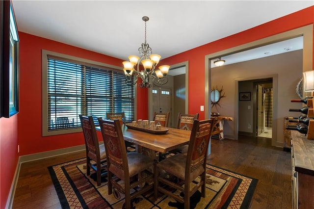 4 Bluff Ct, Cartersville, GA 30120 - dining area featuring dark wood-style floors and a chandelier