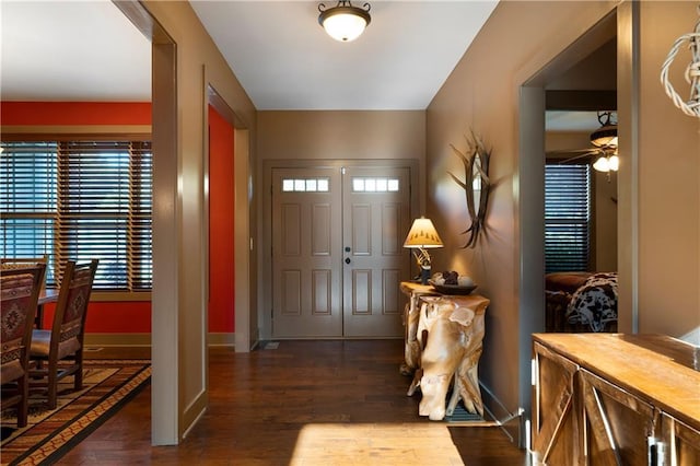 4 Bluff Ct, Cartersville, GA 30120 - entrance foyer featuring wood finished floors, ceiling fan, and plenty of natural light
