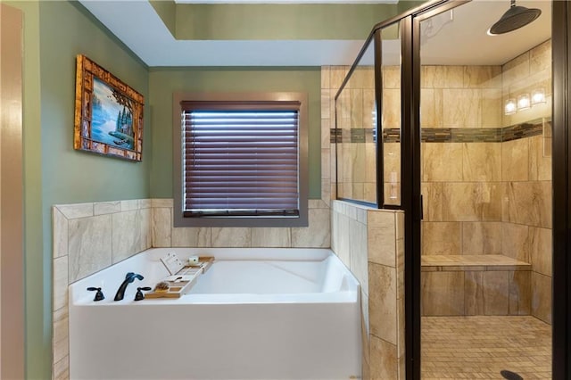 4 Bluff Ct, Cartersville, GA 30120 - full bath featuring a shower stall, a garden tub, and tile walls