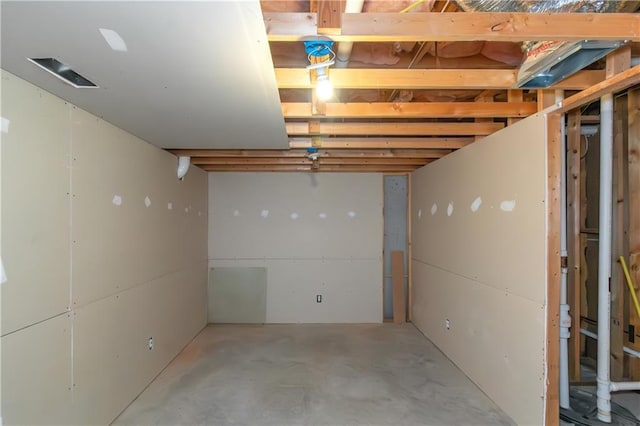 unfinished basement with visible vents