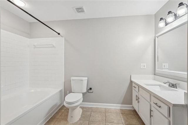 1101 Juniper St NE Unit 415, Atlanta, GA 30309 - bathroom with toilet, baseboards, tile patterned floors, vanity, and  shower combination