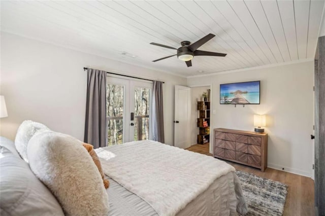 101 Evening Shade, Clayton, GA 30525 - bedroom with ornamental molding, access to outside, wood finished floors, french doors, and wood ceiling