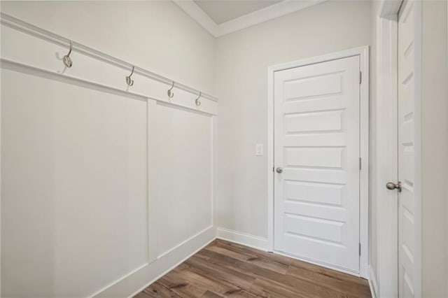 mudroom featuring wood-type flooring