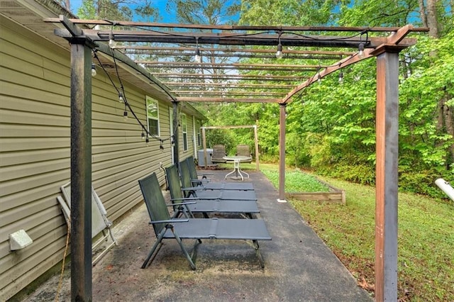 view of patio featuring a pergola
