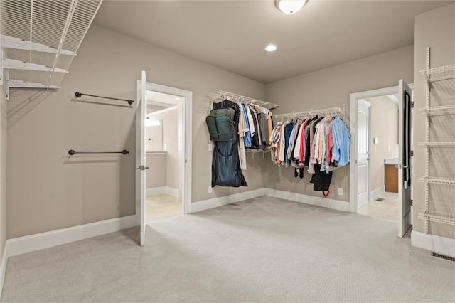 spacious closet with carpet floors