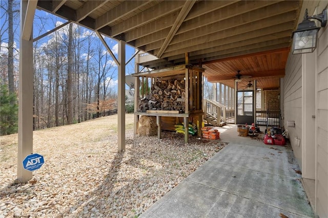 view of patio with ceiling fan