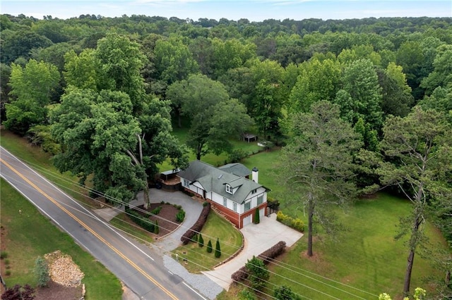 aerial view with a forest view