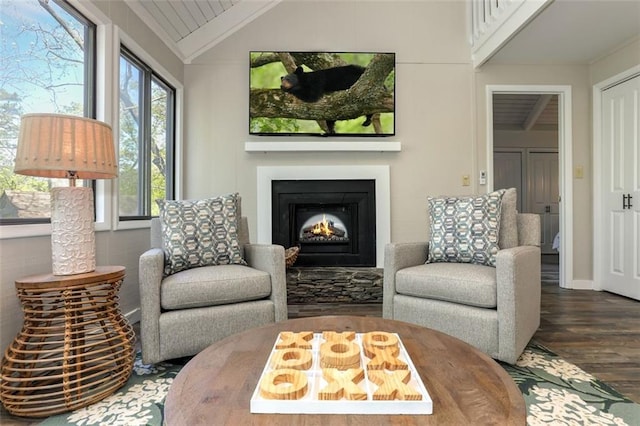 125 Wolfscratch Dr, Big Canoe, GA 30143 - living area with wood finished floors and a warm lit fireplace