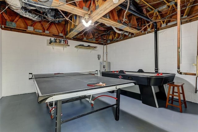 125 Wolfscratch Dr, Big Canoe, GA 30143 - game room featuring concrete flooring and concrete block wall