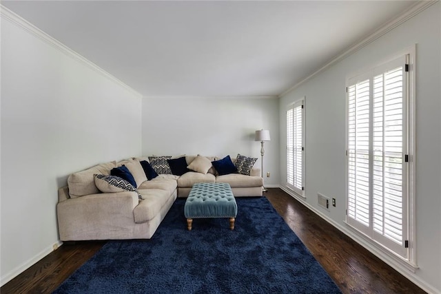 3707 Dunwoody Club Dr, Atlanta, GA 30350 - living area with crown molding, wood finished floors, and baseboards