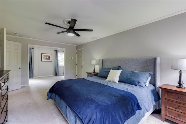 3707 Dunwoody Club Dr, Atlanta, GA 30350 - bedroom with light carpet, crown molding, ceiling fan, and baseboards
