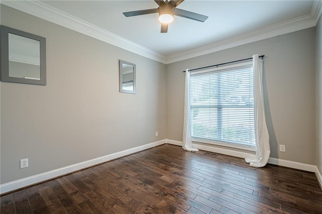 875 Soaring Cir, Marietta, GA 30062 - unfurnished room featuring a ceiling fan, dark wood-style floors, and crown molding