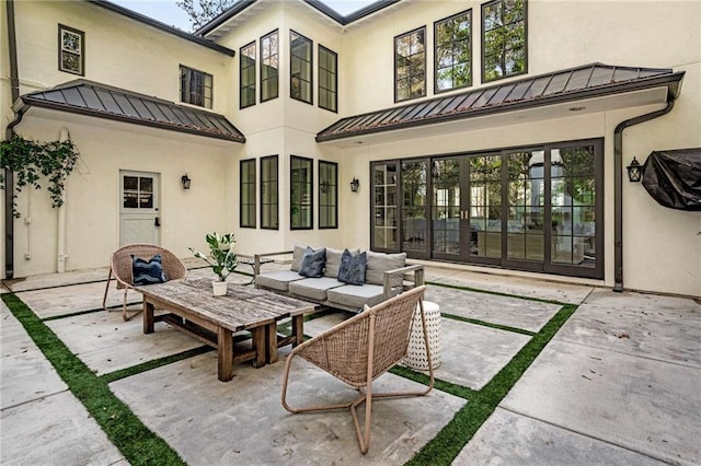 view of patio / terrace with french doors and outdoor lounge area