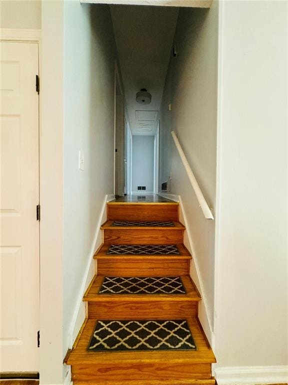 3210 Ebenezer Rd, Marietta, GA 30066 - staircase with wood finished floors and baseboards