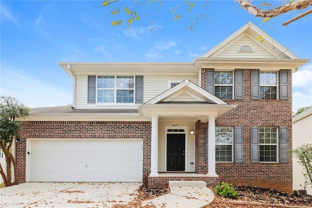 view of front of house with a garage