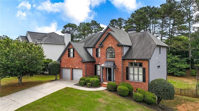 4963 Kingsbridge Ct, Powder Springs, GA 30127 - traditional-style home with brick siding, driveway, an attached garage, and a shingled roof