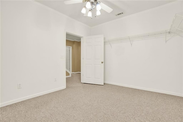 4963 Kingsbridge Ct, Powder Springs, GA 30127 - unfurnished bedroom with carpet floors, baseboards, crown molding, and ceiling fan