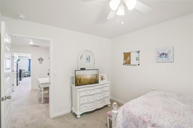 bedroom featuring carpet and ceiling fan