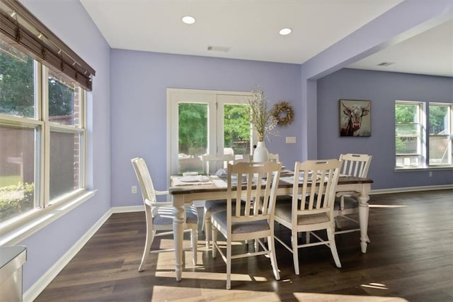 211 Parc Dr, Canton, GA 30114 - dining area with healthy amount of natural light, baseboards, wood finished floors, and recessed lighting