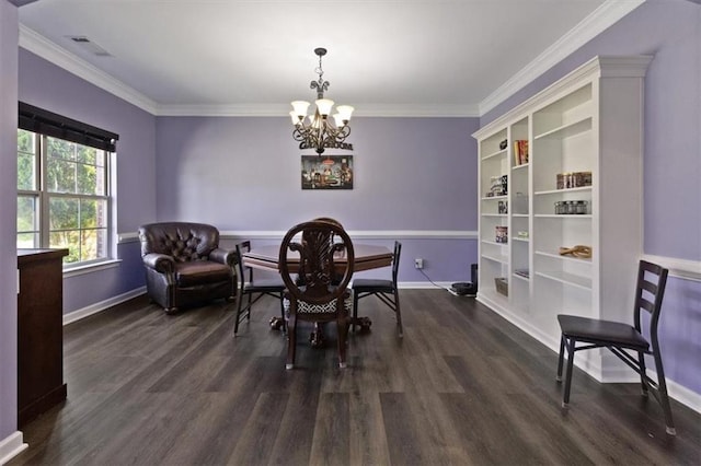 211 Parc Dr, Canton, GA 30114 - dining area featuring crown molding, wood finished floors, a chandelier, and baseboards
