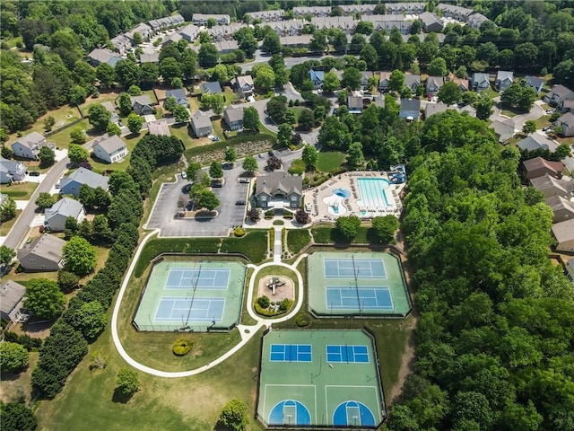 aerial view with a residential view