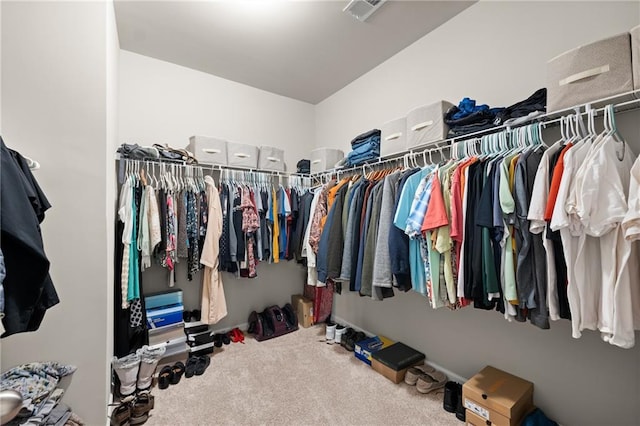 spacious closet with carpet flooring