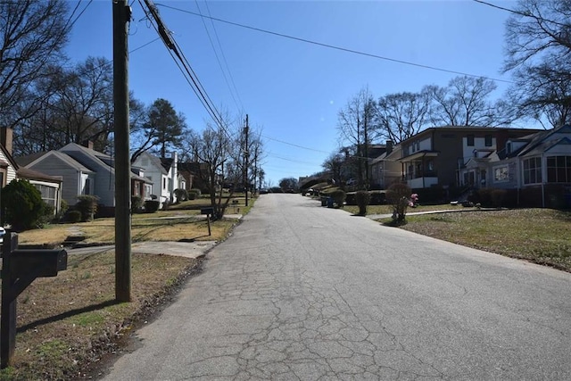 view of road featuring a residential view