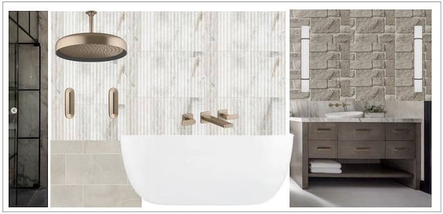 1146 Brookhaven Walk Way, Brookhaven, GA 30319 - bathroom featuring a stall shower, vanity, and a soaking tub