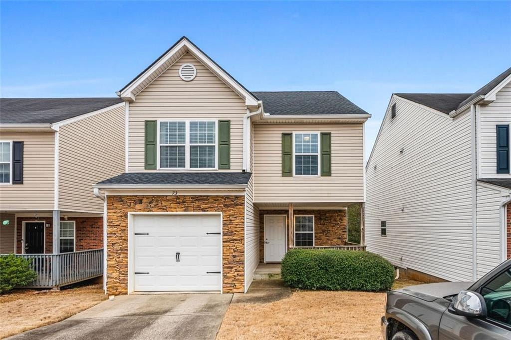 view of property with a garage