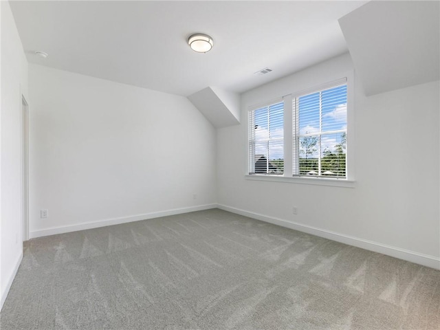 additional living space featuring carpet and lofted ceiling