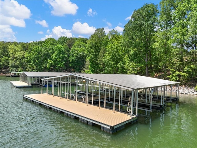 view of dock featuring a water view