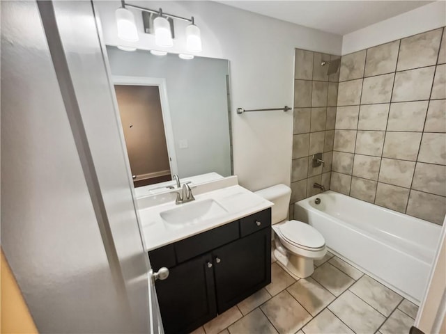 3650 Lindsy Brooke Ct, Douglasville, GA 30135 - full bathroom featuring vanity, toilet,  shower combination, and tile patterned flooring
