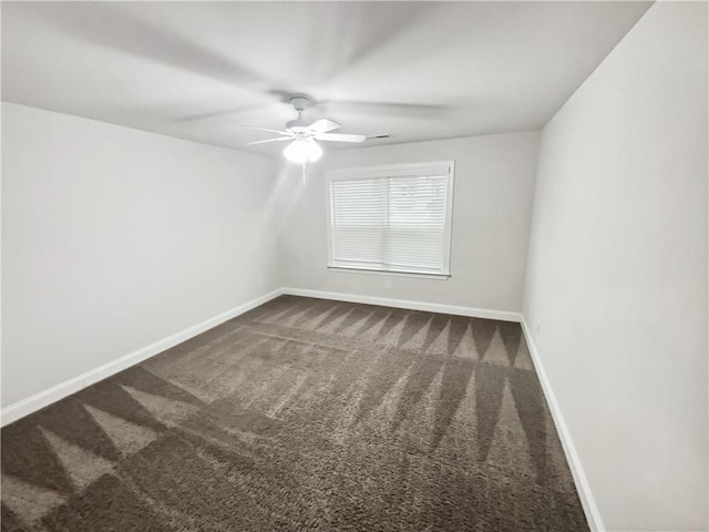 3650 Lindsy Brooke Ct, Douglasville, GA 30135 - spare room with dark colored carpet, a ceiling fan, and baseboards