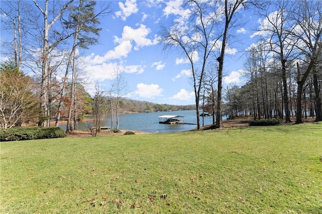 4777 Destitute Way, Gainesville, GA 30506 - view of green lawn featuring a water view and a boat dock