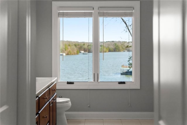 4777 Destitute Way, Gainesville, GA 30506 - bathroom featuring vanity, baseboards, toilet, and a water view