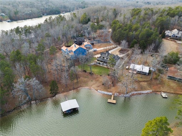 4777 Destitute Way, Gainesville, GA 30506 - aerial view of property and surrounding area featuring a nearby body of water and a heavily wooded area