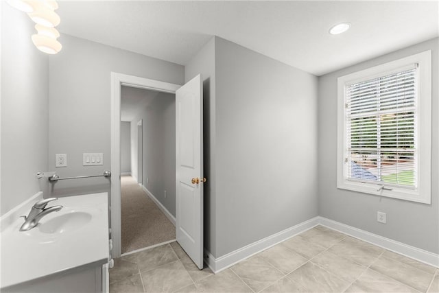 4777 Destitute Way, Gainesville, GA 30506 - bathroom featuring vanity, tile patterned floors, baseboards, and recessed lighting