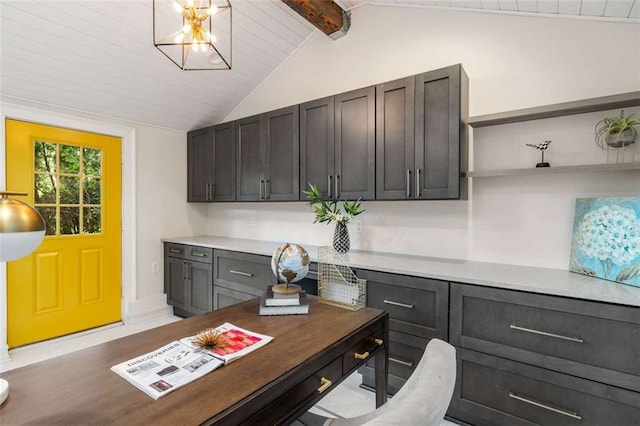 home office with baseboards and light wood finished floors