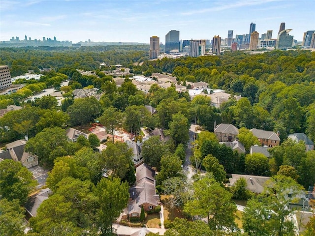 aerial overview of property's location with a view of skyline