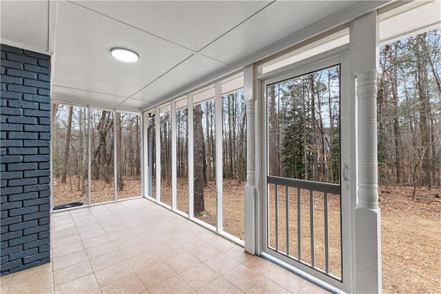 view of unfurnished sunroom