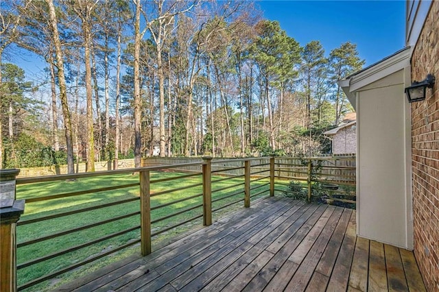 deck featuring a lawn