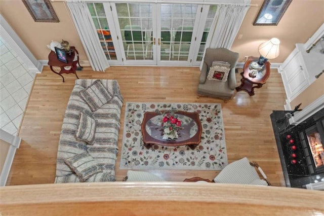 living room with hardwood / wood-style flooring