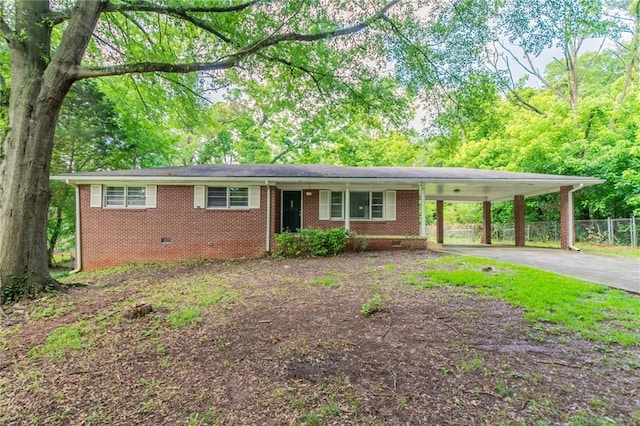 4078 Bouldercrest Rd, Ellenwood, GA 30294 - ranch-style home featuring driveway, an attached carport, and brick siding