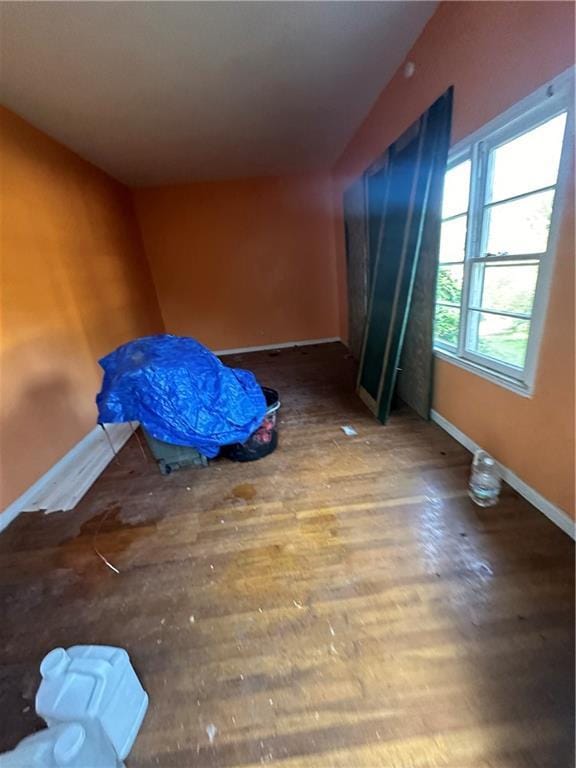 interior space featuring wood finished floors and baseboards