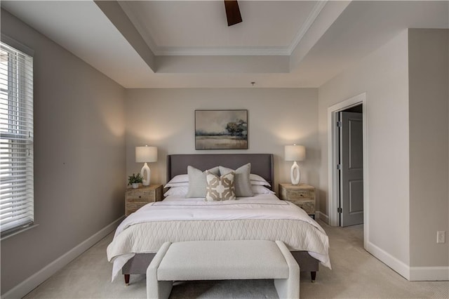 325 E Paces Ferry Rd NE Unit 410, Atlanta, GA 30305 - bedroom featuring light carpet, baseboards, a raised ceiling, and crown molding