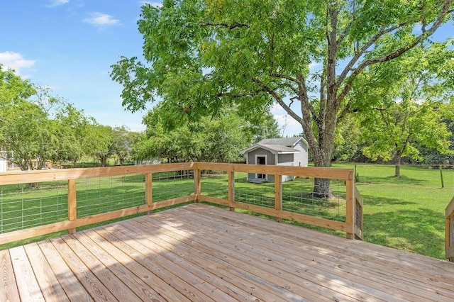 deck featuring a yard