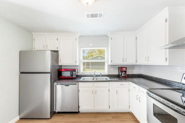 kitchen with sink, white cabinetry, and stainless steel appliances