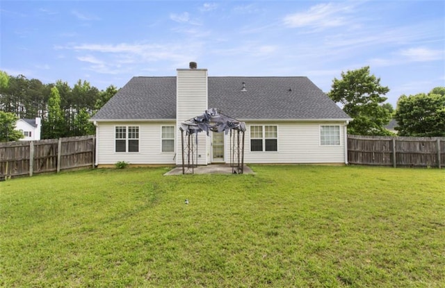 3971 Canebrake Ln, Douglasville, GA 30134 - rear view of house featuring a pergola, a patio area, and a chimney