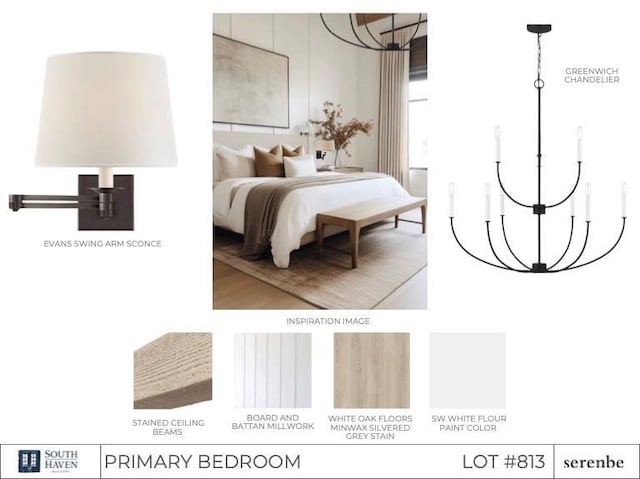 bedroom featuring a chandelier