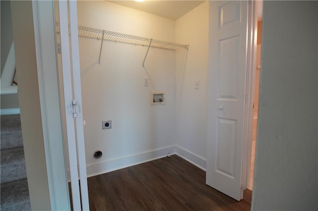 laundry area featuring washer hookup, dark hardwood / wood-style floors, and hookup for an electric dryer